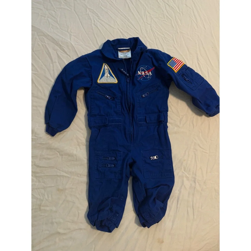 Aeromax NASA Astronaut Flight Suit Jumpsuit Blue Patches Toddler 18M Space Core